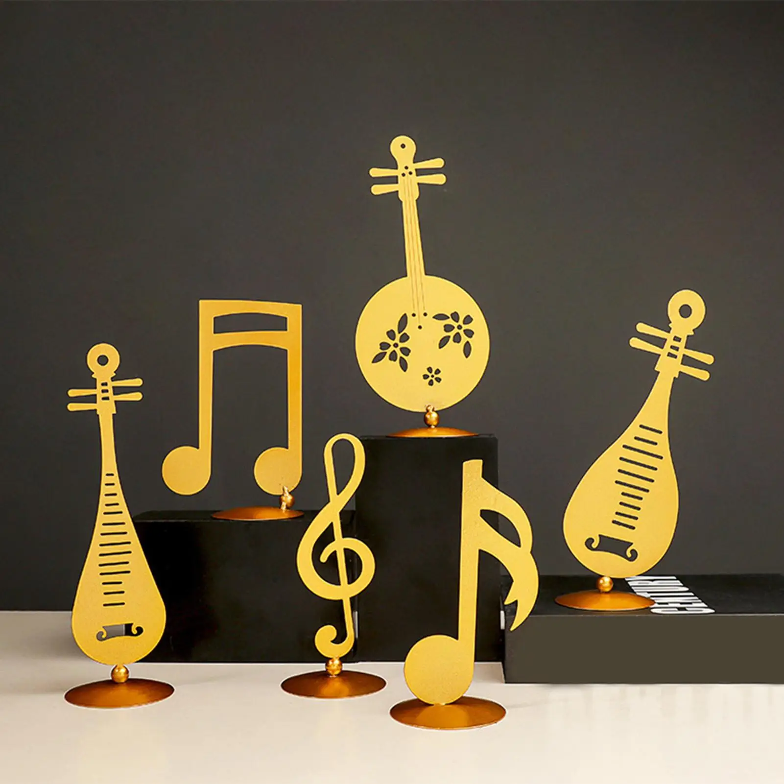 

HOT SALES！！！New Arrival Musical Figurine Simple Decorative Metal Creative Notes Instrument Ornament for Living Room