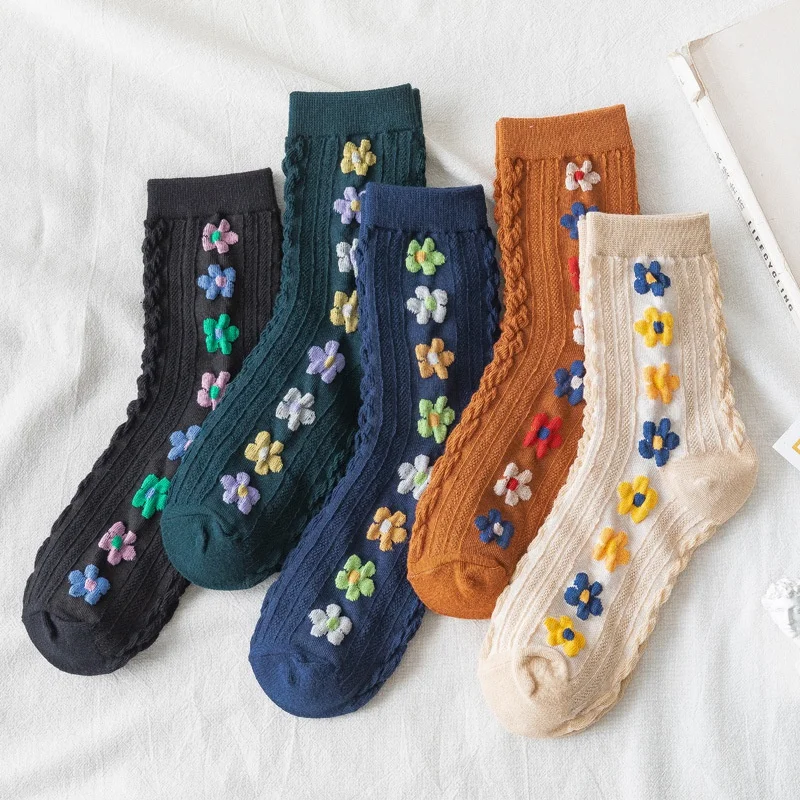 

Women's Girl's Little Flower Socks Cute Kawaii Socks Harajuku Woman's Fashion Socks Lolita Casual Sox Coloeful Socks Wholesale