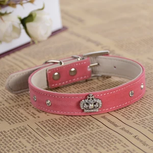 ошейник для собак ошейник для чихуахуа со стразами Мода Rhinestone Воротник замши собачий ошейник Дизайн Корона аксессуар ошейники для маленьких собак Pet Товары для собак