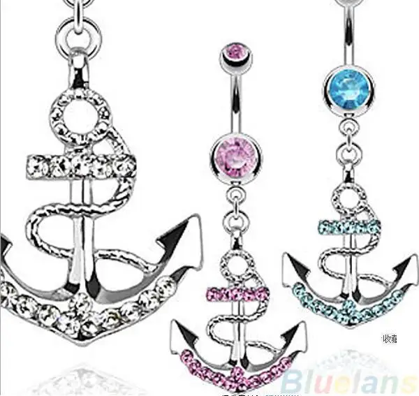 

20 штук Хрустальный якорь для пирсинга пупка Бары кнопка кольцо стразы, ювелирное изделие для тела Пирсинг Ombligo серьги кольца в пупка для жен...