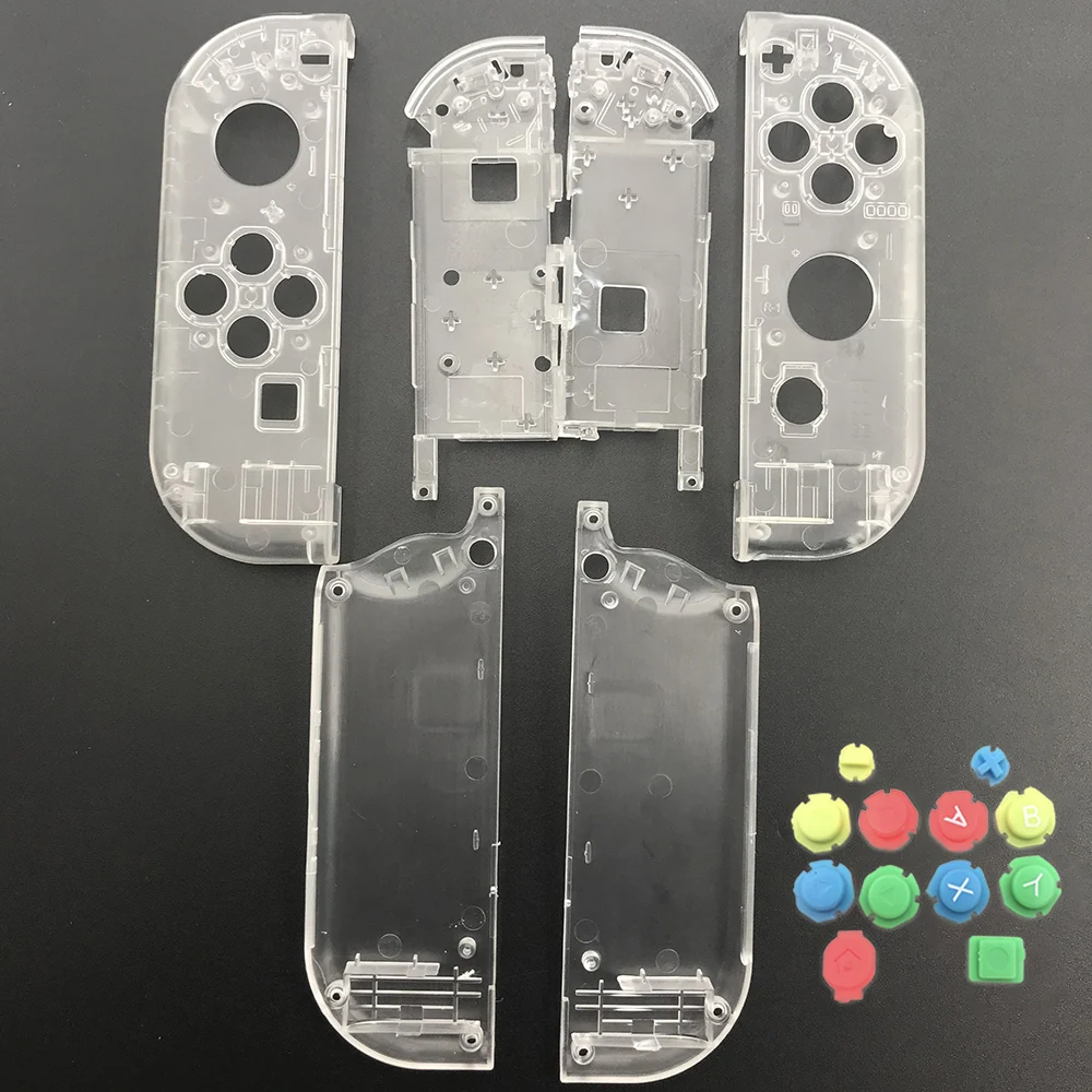 10 комплектов пластиковый чехол Joy Con для nintendo Switch, прозрачный пользовательский контроллер, цветные кнопки