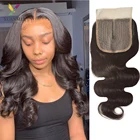 Оптовая продажа, волнистые человеческие волосы, кружевная застежка, только волнистые волосы Remy, T-образные волосы, застежка 4X1, кружевная застежка, Бразильская