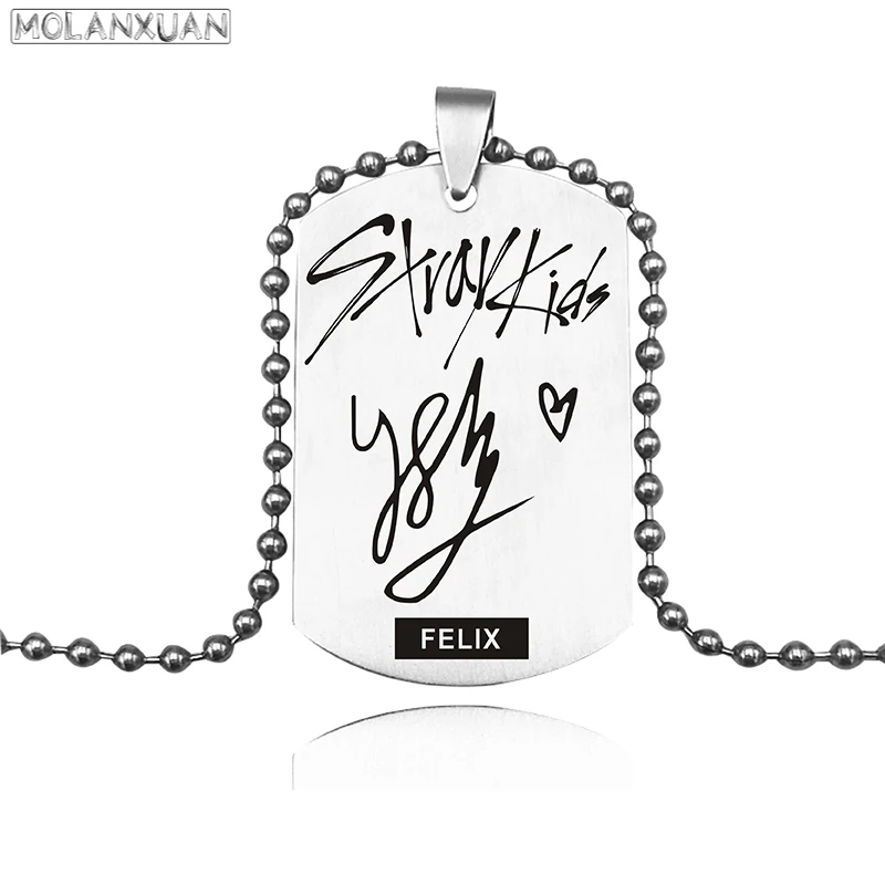 New Stray Kids Member Birthday Signature Pendant Stainless Steel Necklace Accessories For Men Women Birthday Gift