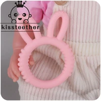 kissteether new silicone teether silicone rabbit ring 1pc bpa free accessories teething toys food grade bpa free baby teethers