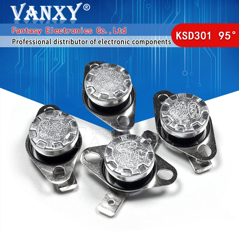 5 шт. Новый KSD301 95 градусов 250V 10A нормально закрытый Температура управляемый