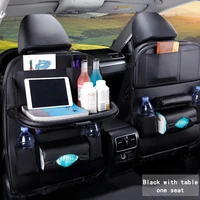 car seat back storage bag leather and leather foldable table tray travel storage tablet computer tissue box car back seat bag
