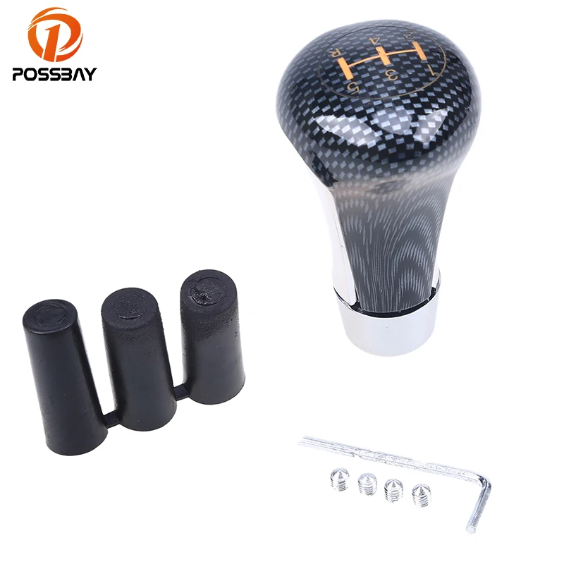 

POSSBAY Imitation Carbon Fiber Car Gear Shift Knob Manual Transmission 5 Speed Gear Knob Aluminum Gear Stick Shifter Lever