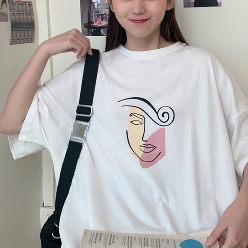 

Summer Character Printed T Shirt Women Vintage Gothic Graphic Female Soft Loose Tees for Girl