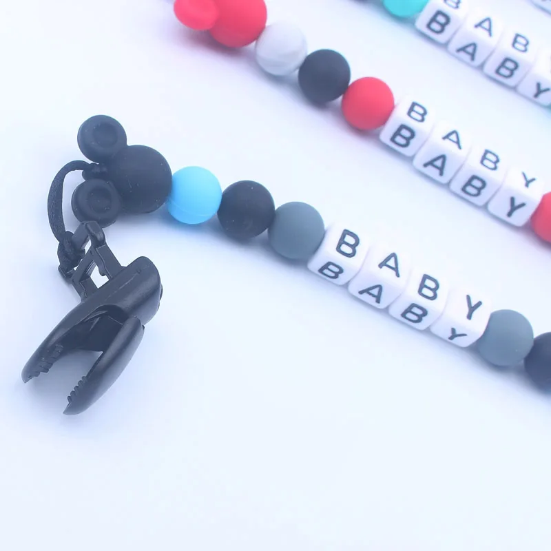 Cadena de chupete para beb&eacute;, soporte de cuentas de silicona para chupete, Clips bonitos para chupete, cadenas para chupete para morder, BPA, 1 ud.-3