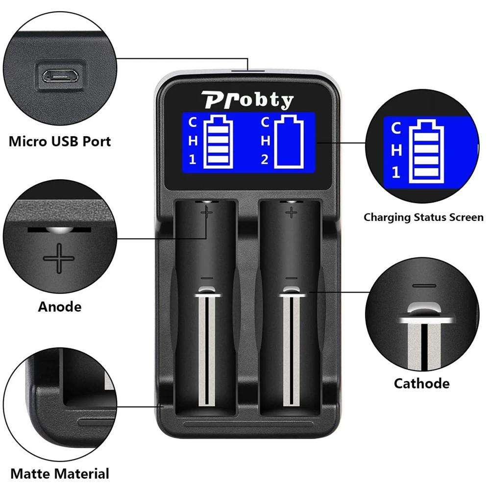 Интеллектуальное зарядное устройство 18650 с ЖК-дисплеем USB 18490 18350 17670 17500 16340(RCR123) 14500