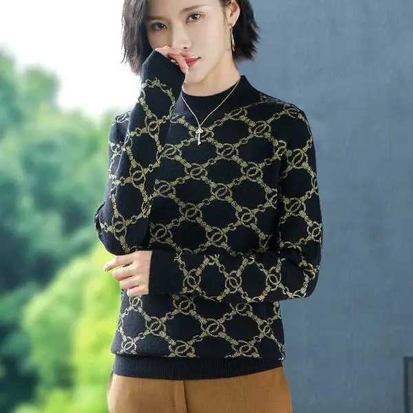 

Spring and autumn new semi turtleneck sweater women's Pullover versatile short knitted bottom coat