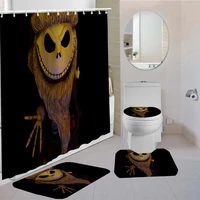 4 pieces curtains terror skull shower curtain animal kids bath sets 3d printing bathroom comfortable and soft shower curtain set