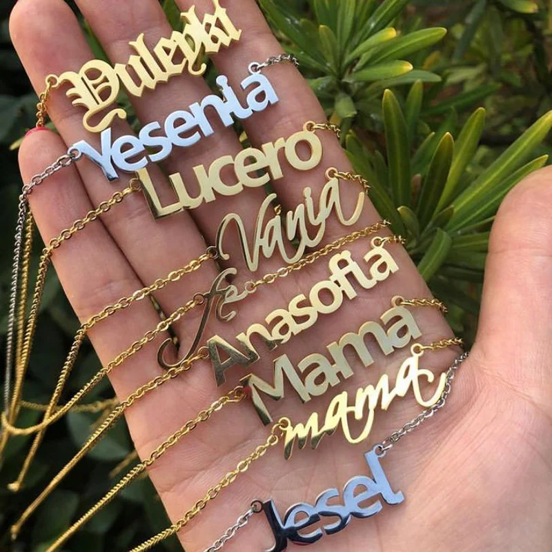 Женское ожерелье с именем на заказ золотая цепочка Чокер ожерелья из нержавеющей