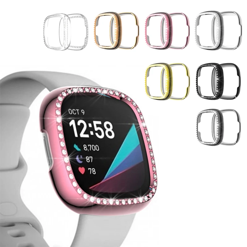 Бриллиантовый Чехол для Fitbit Versa 3 band Кристальный защитный чехол бампер часов fitbit