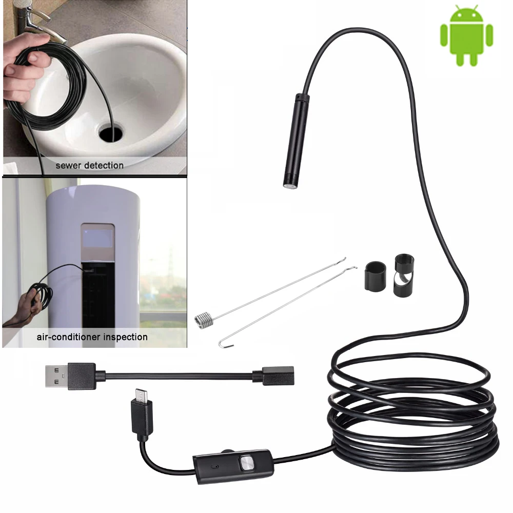 5 мм 2 м Android эндоскоп камера IP67 Водонепроницаемый поддержка OTG и UVC Смартфон HD змея мини Usb эндоскоп для автомобиля/PCB/обнаружения ушей