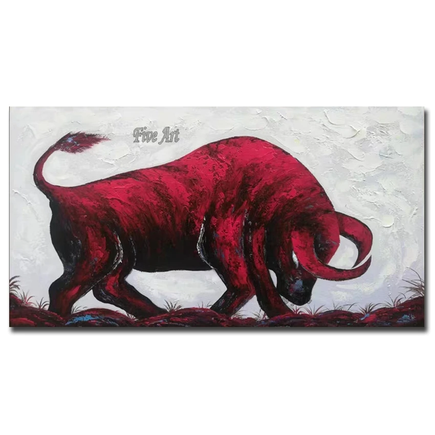 

Картина маслом с изображением красной коровы, абстрактное украшение для гостиной