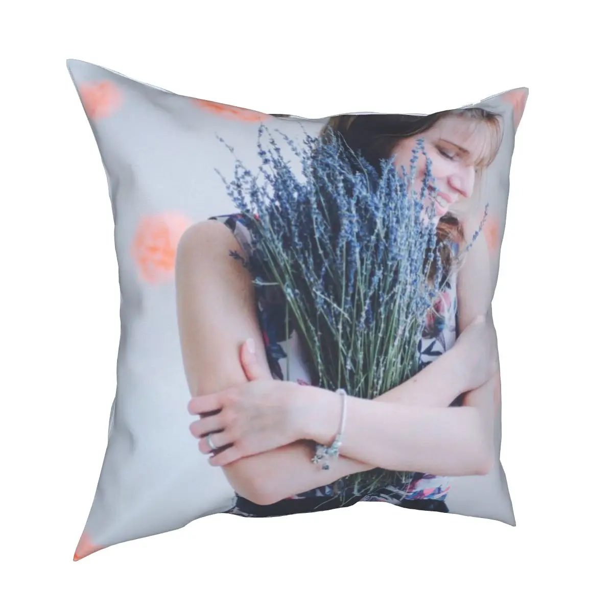 

Lavender flower decoration cushion cover simple style 3D printing pillow cushion cover 45cm linen pillow cover culture