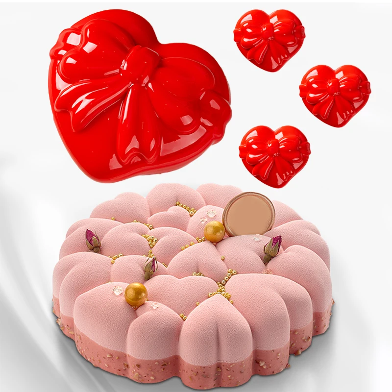 

Valentine's Day Heart Shaped Food Grade Silicone Cake Molds Dessert Baking Tools Rose Mousse Moulds Kitchen Pastry Bakeware