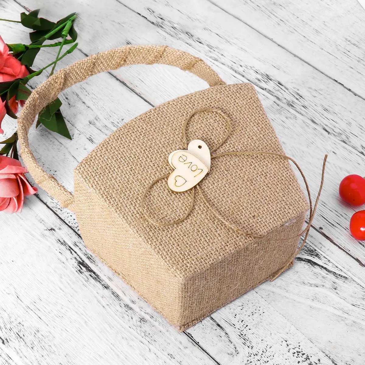 Винтажная Свадебная Мешковина из натуральной ткани Цветочная корзина для