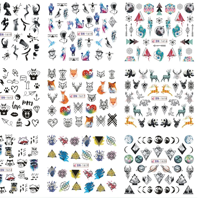 12 шт. абстрактные переводки для ногтей|Стикеры и наклейки| |