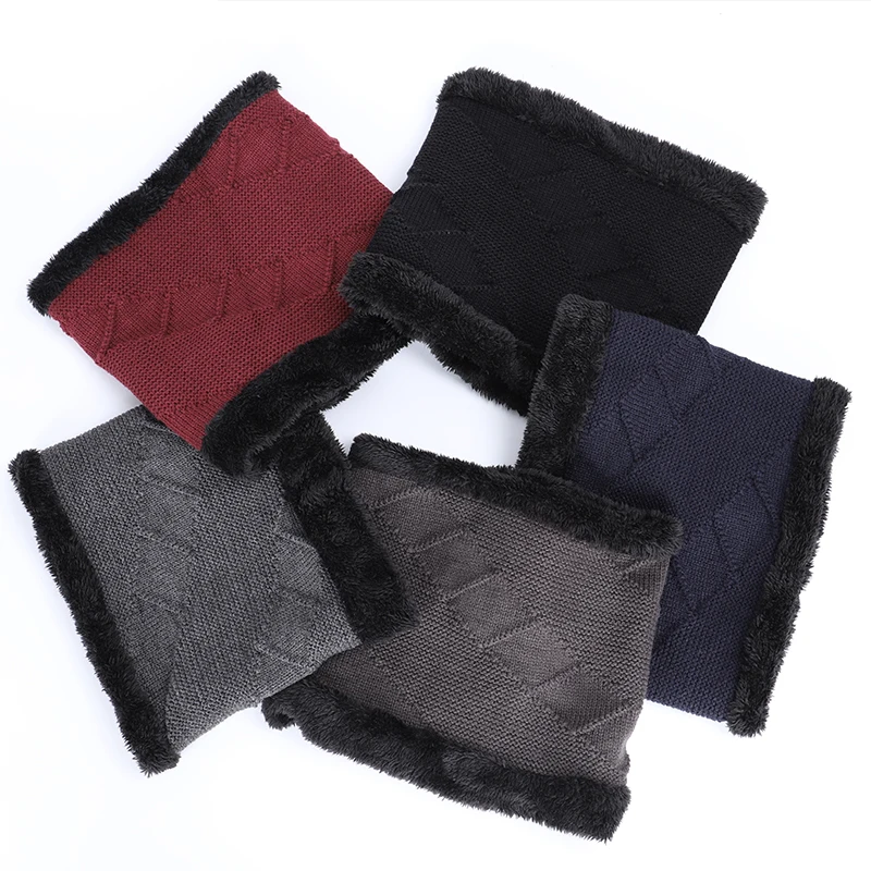 Classic men's sports scarf winter hat outdoor warm casual letter embroidery collar plus velvet thick cotton peas | Аксессуары для