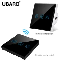 ubaro euuk wireless remote switch crystal glass panel light wall led indicator 433mhz rf touch control sensor button 100 240v
