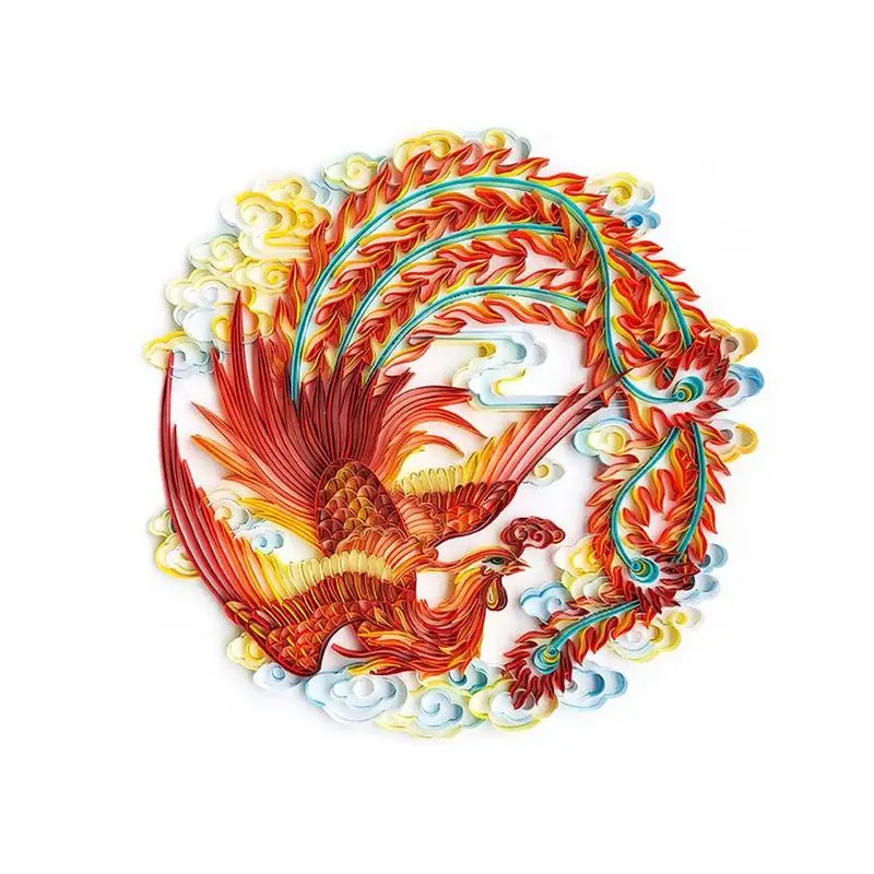 

DIY Phoenix Quilted Paper Painting Design Paper Quill Kit Home Decor Scrapbook Sticker Decoupage Quilling Material Tools Kit