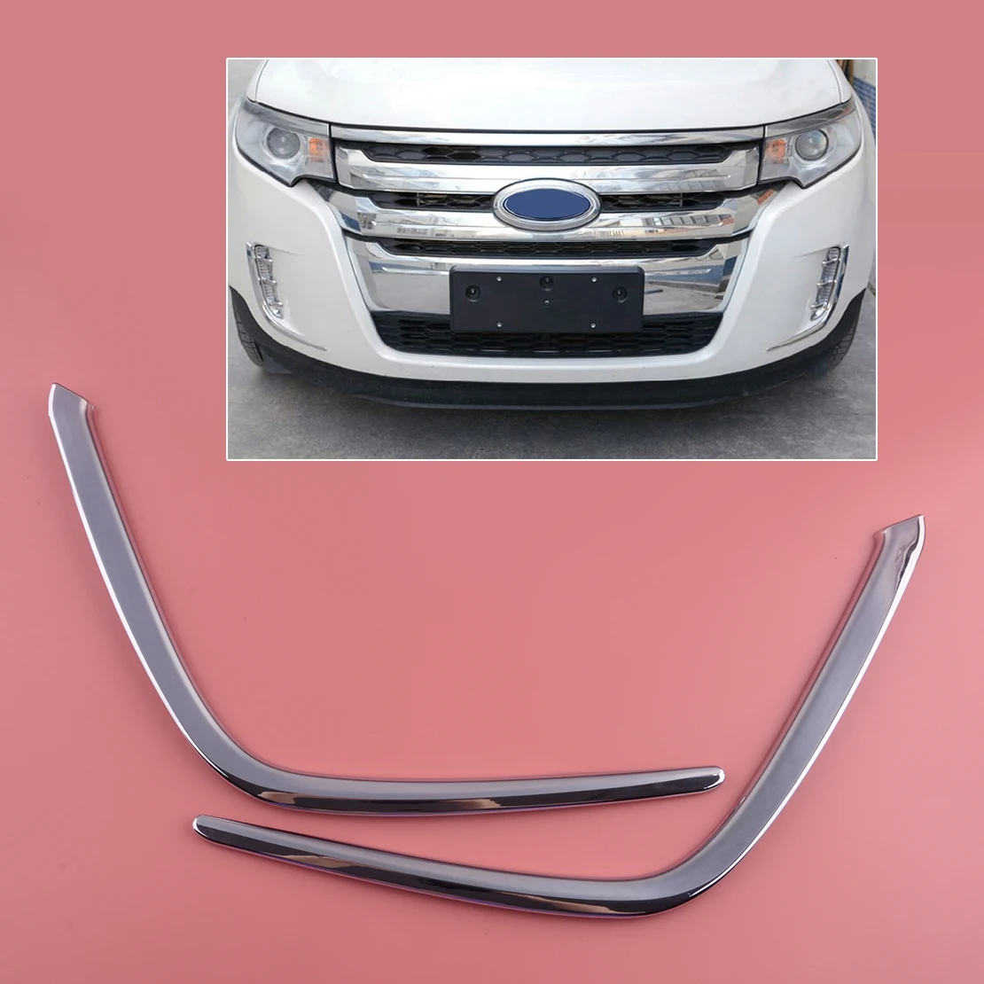 1 пара, серебристые противотуманные бамперы из АБС-пластика для передних фар автомобиля, защита для Ford Edge 2011, 2012, 2013, 2014