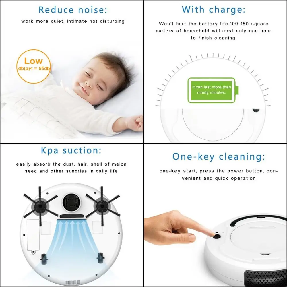 

Multifunctional Smart Floor Vacuum Cleaner Robot 3-In-1 Auto Rechargeable Smart Sweeping Robot Dry Wet Sweeping Vacuum Cleaner