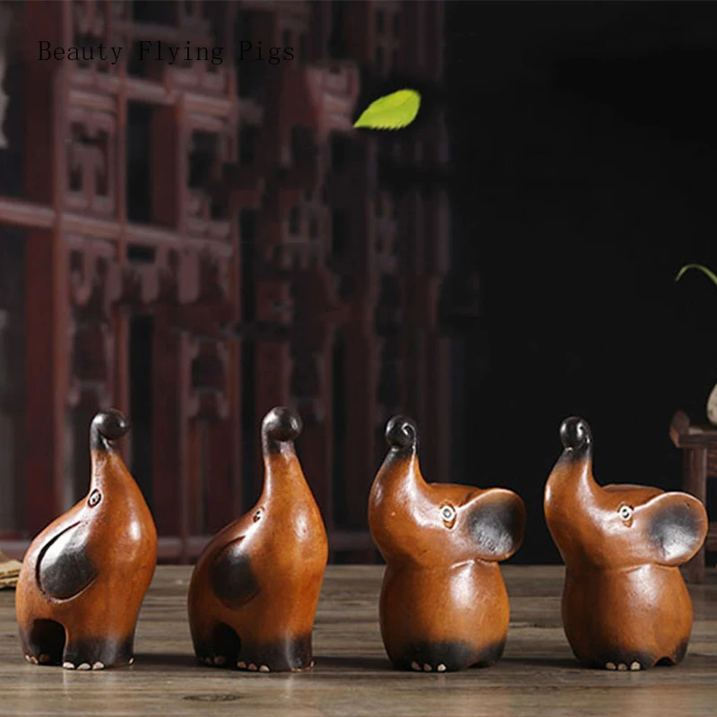 Креативный Слон из твердой древесины украшения Юго Восточной Азии резьба по