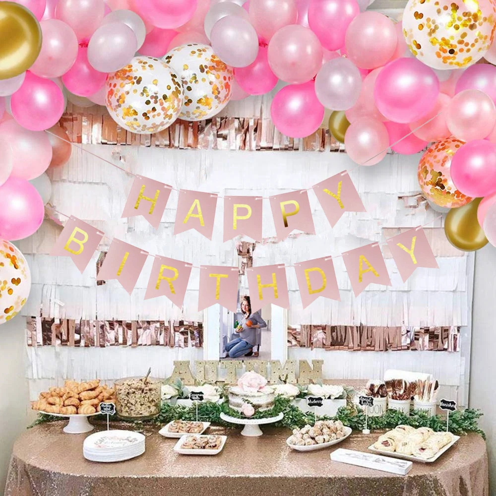 Воздушный шар гирлянда арочный комплект 16 футов Длинные розовые белые золотые