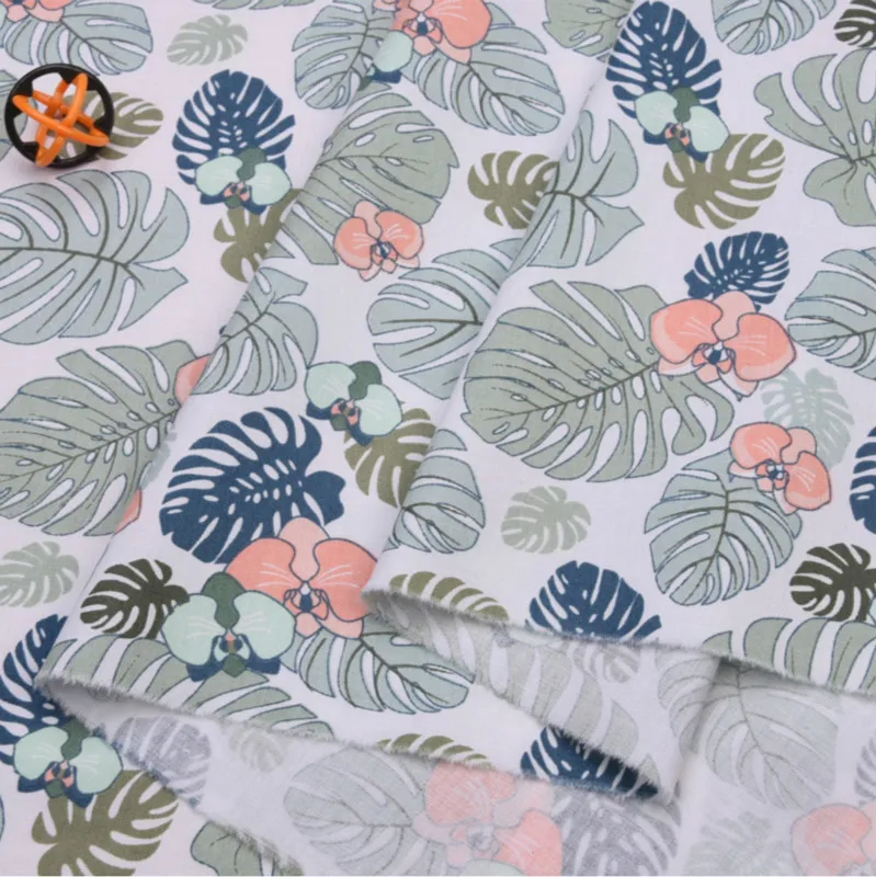 Ткань из хлопка с принтом зеленых листьев ткань для пэчворка шитья стеганая