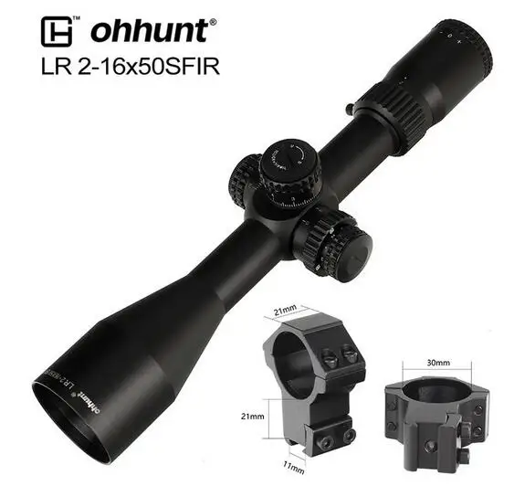 with dovetail ring2 LR 2-16x50 SFIR охотничий прицел Mil Dot стекло травление сетка Красная подсветка Боковая регулировка параллакса турреты замок сброс Trail прицел - Цвет: with dovetail ring2