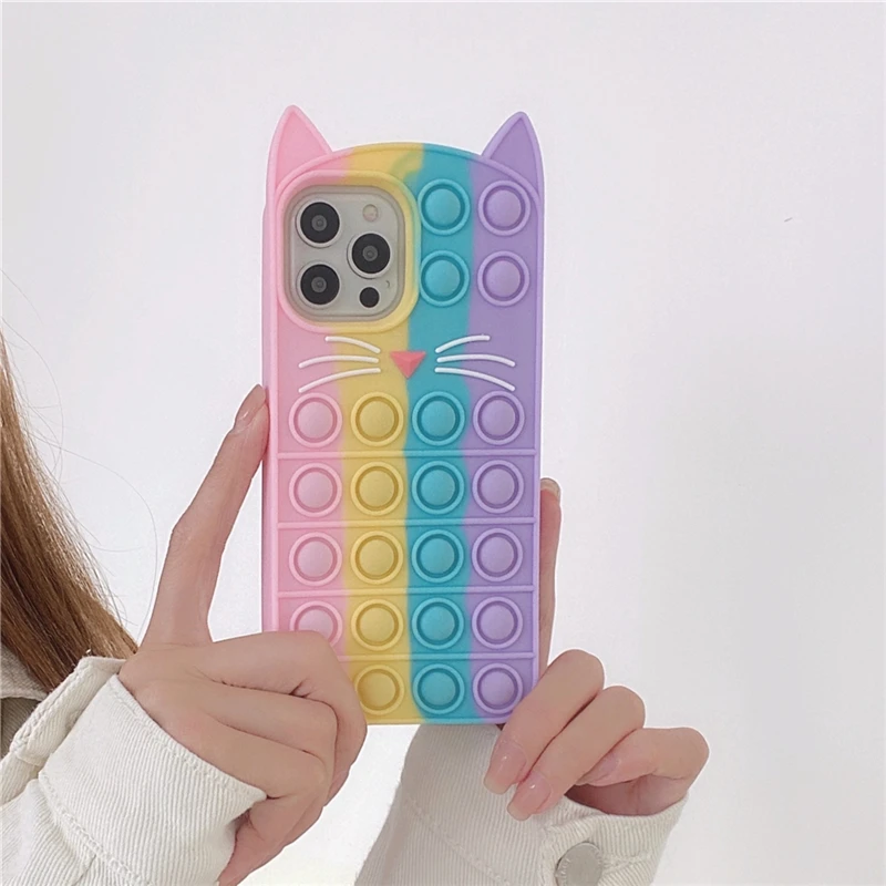 Pop Bubble Fidget Toys Case For Xiaomi Mi 11X 11i 6X A2 Poco M2 M3 F3 Redmi Note 5 6 7 9 9s 10 10T Pro Max 9A 9i K40 S2 Cover