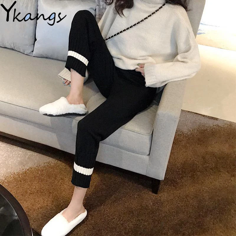 

Woolen straight autumn and winter loose-fitting pants with small feet leisure stitching trousers 2020 Korean style casual pants