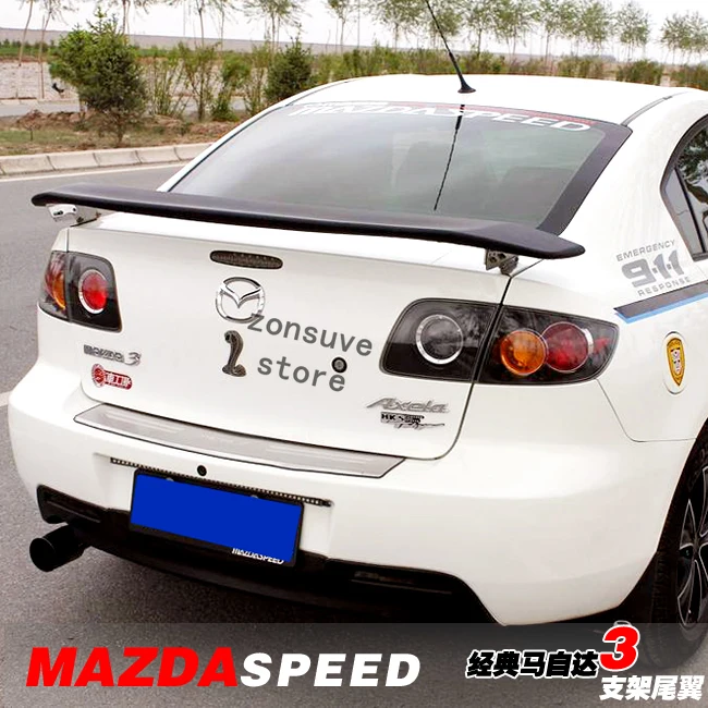

Подходит для Mazda 3 2008-2013 лет спойлер спорт АБС-пластик углеродное волокно вид заднего багажника крыло автомобиля комплект аксессуаров