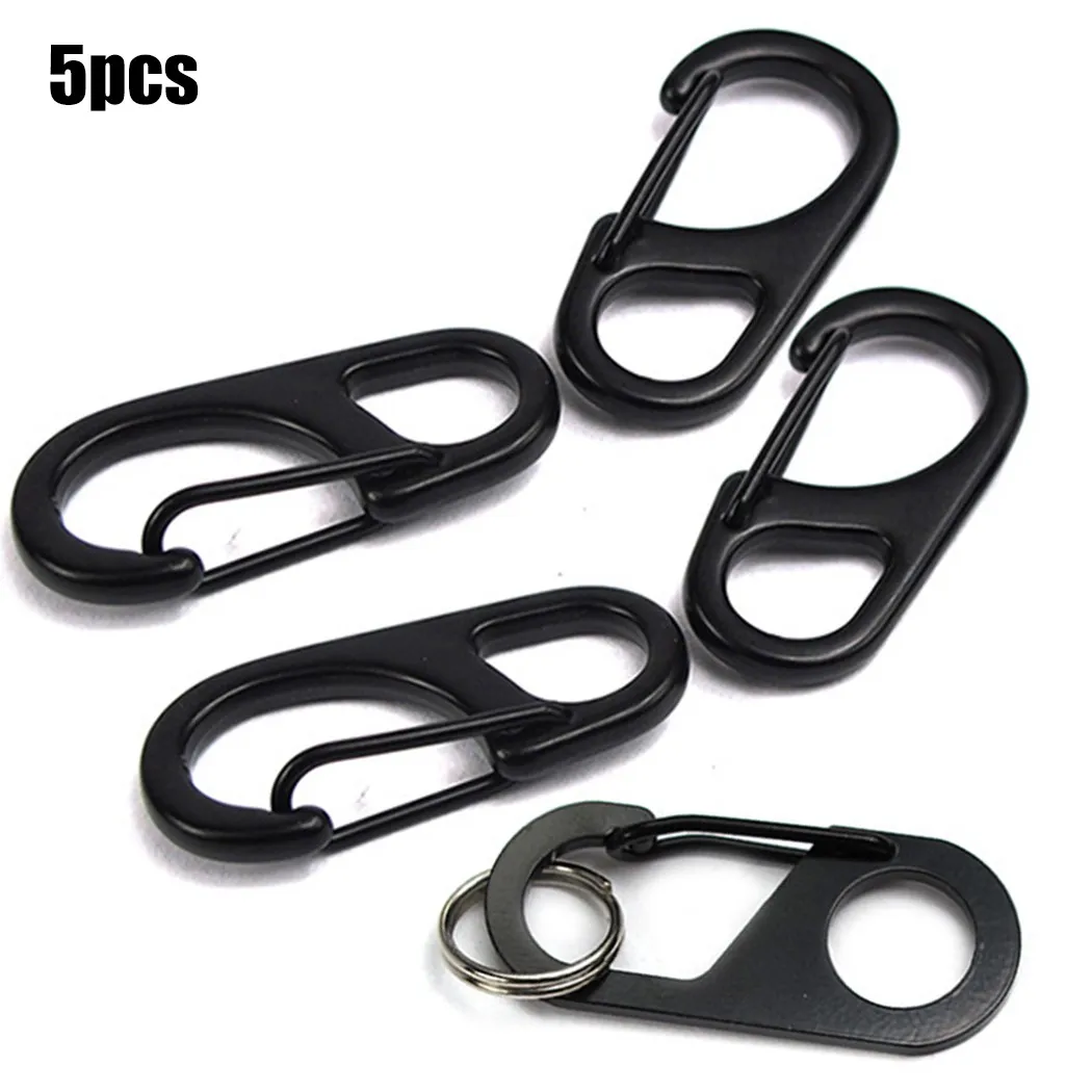 

5pcs Mini Carabiner Snap Spring Clip Quick Hooks Keyring Survival Tool D Type Hanging Buckle Portable For Camping Hiking Fishing