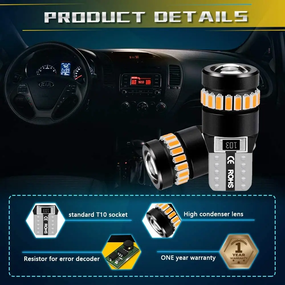 Лампа габарисветильник светодиодная Canbus T10 W5W 194 2825 168 175 921 10-30 в 2 шт. | Автомобили и