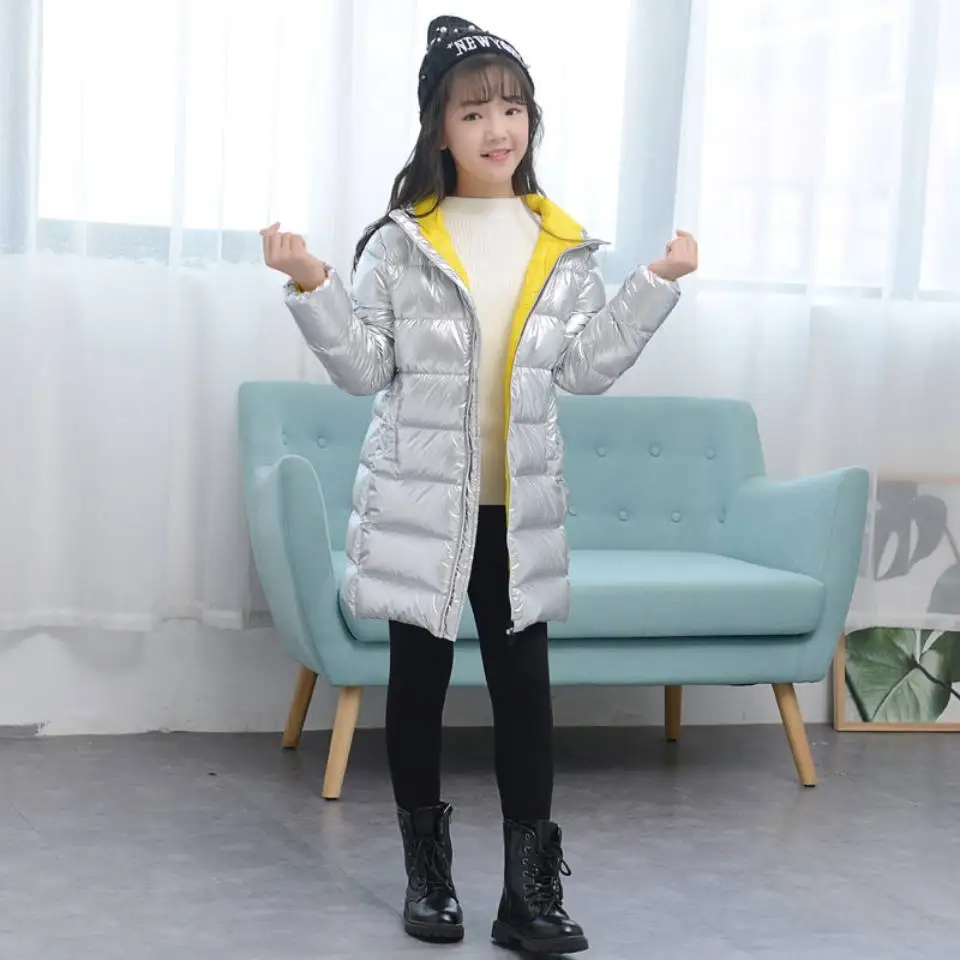 Горячая Распродажа серебристые пуховые парки пальто зимние куртки для маленьких