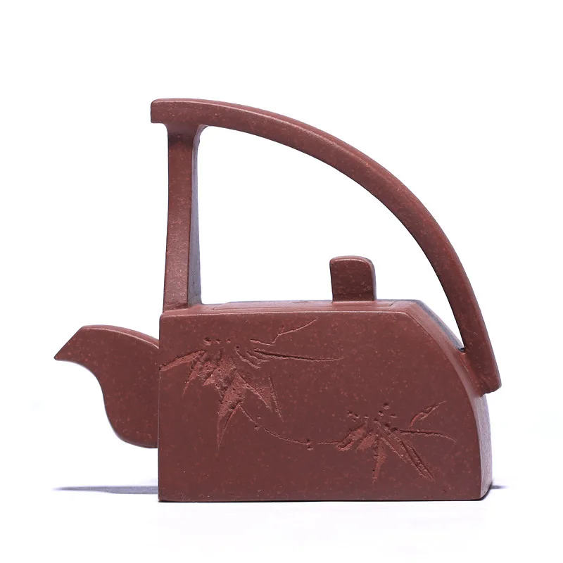 

Zisha teapot raw ore Purple mud small mini beam square teapot Mingjia handmade teapot and tea set