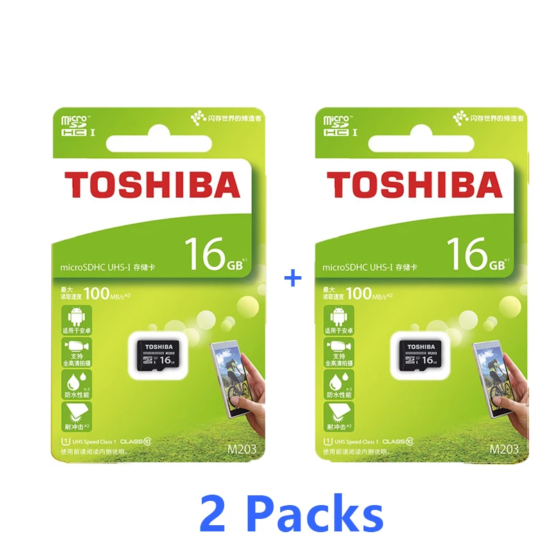 2 packs 16GB Карта памяти TOSHIBA 128 Гб 64 Гб 256 ГБ SDXC макс до 100 МБ/с. микро SD карты SDHC-I 32GB 16G U1 Class10 официальный проверки - Емкость: 2 packs 16GB