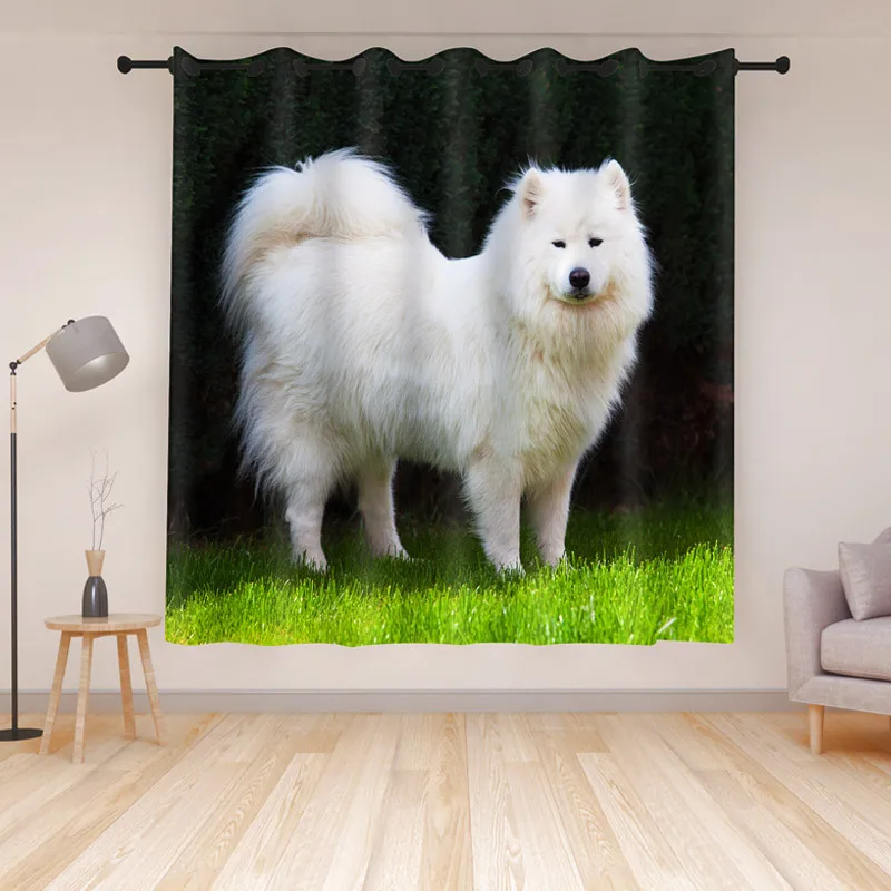 

Custom Size 3D Pet Dog Windows Curtains Backdrop Living Room Bedroom Kitchen Curtains for Children Drapes Custom Made Curtains