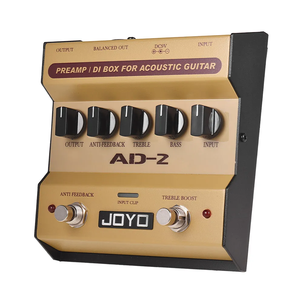 JOYO AD-2 Портативный предусилитель DI Box Акустическая Гитара педаль эффектов 2-полосный баланс с 5 базовыми регуляторами мелодии аксессуары для гитары
