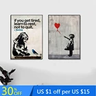 Граффити Бэнкси, Художественная Картина на холсте, девушка с красным воздушным шаром, картина, черно-белая Настенная картина, Постер в скандинавском стиле для гостиной, домашний декор