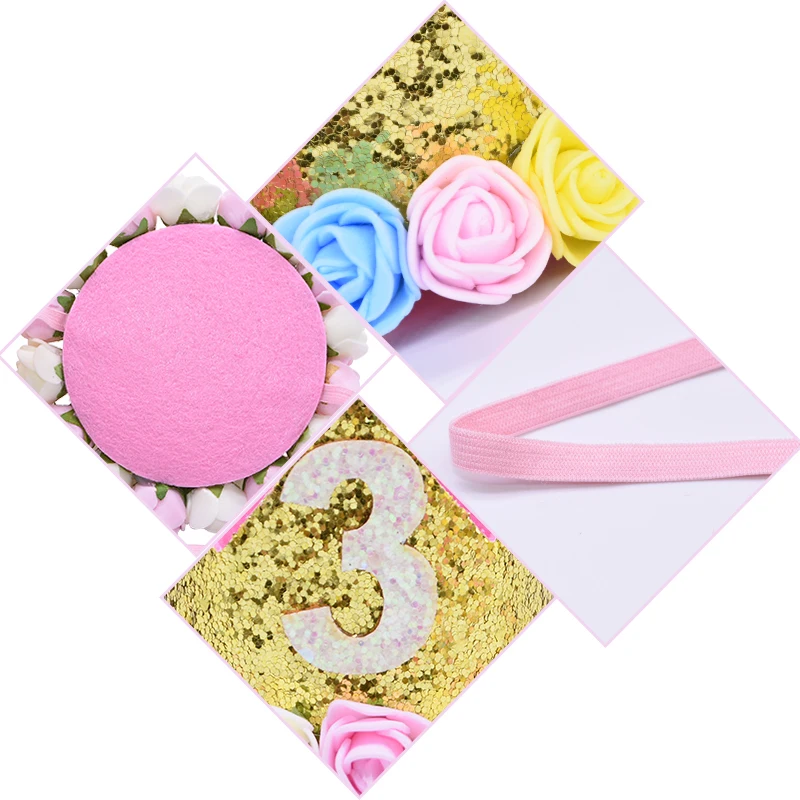 

1pc First Birthday Party Hat Mini Flower Crown Cap 1 2 3 Years Happy Birthday Baby Shower Decoration Newborn Toddler Headwear