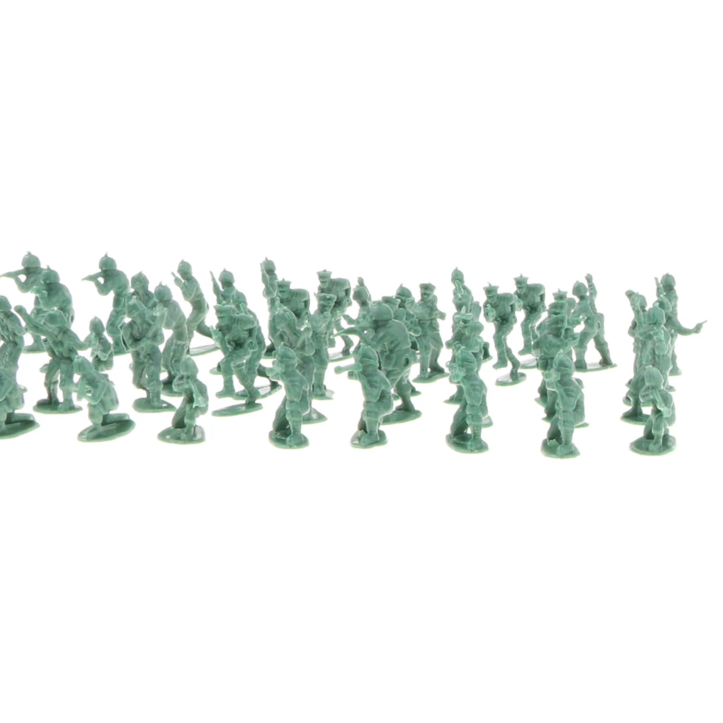 

Bag Of 100pcs Classic Toy Green Army Soldiers, Various Poses, Plastic Toy Army Base Set Accessory - 2cm
