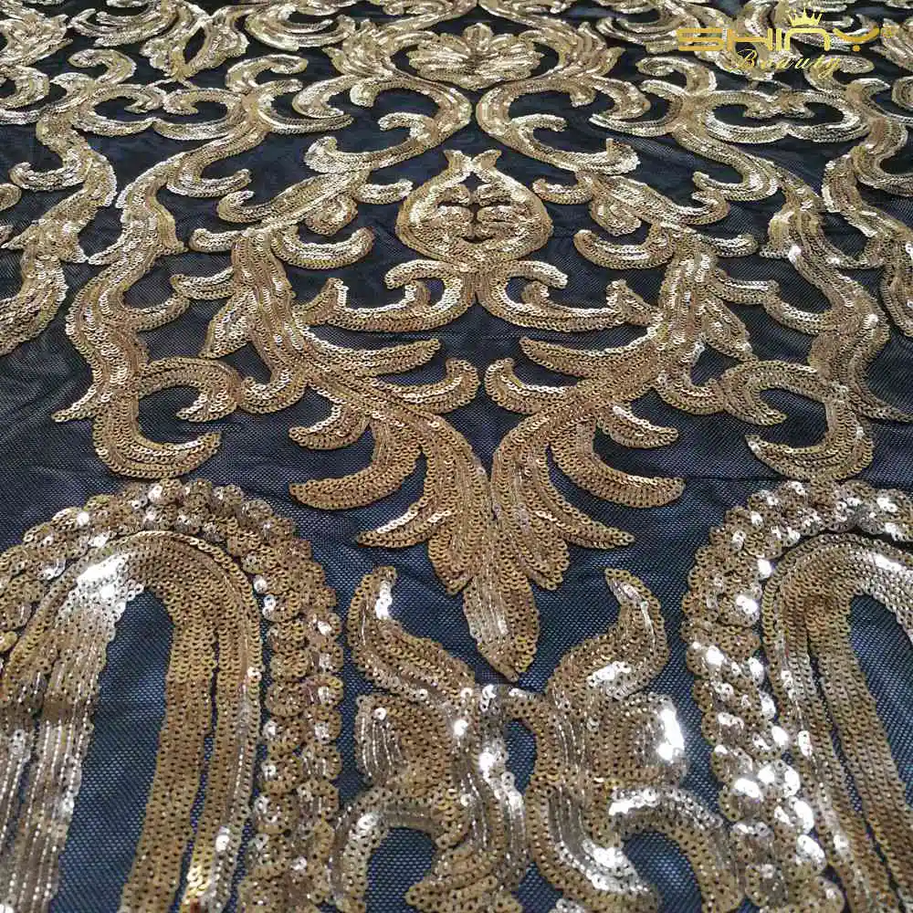 Блестящая Красивая медная цветочная ткань текстиль двустороннее украшение с