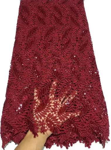 Пурпурный африканский гипюр кружевная ткань с блестками 2020 Высококачественная