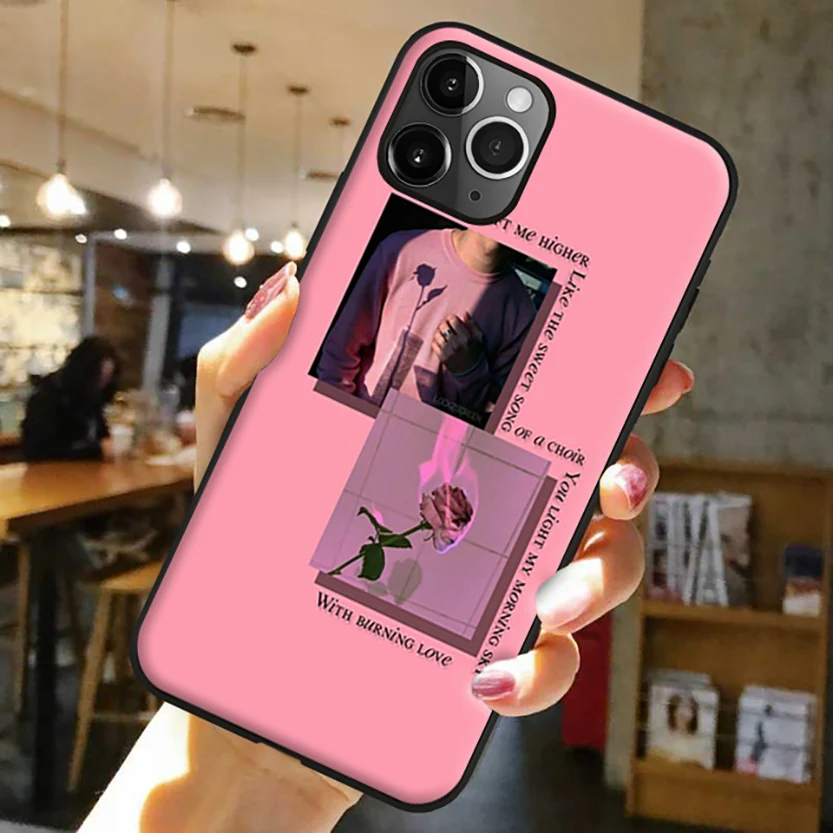 

Art flower pattern classic tape phone case for iphone 11 11pro x xr xs max Silicone Black Frosted Cover for iphone 6 7 8 se 2020