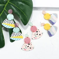 aensoa trendy 3 sugar color geometric acrylic earrings for women statement dangle earrings new fashion jewelry gift